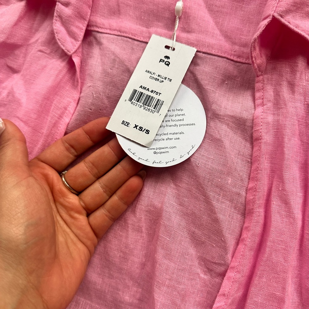 PQ! Super cute linen swimsuit coverup (XS) (NEW) (PINK) - Picture 3 of 3